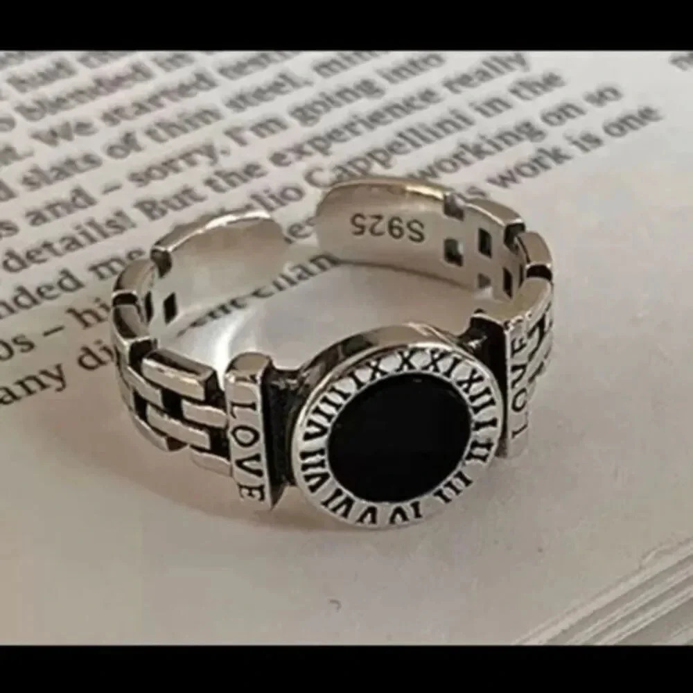 925 Sterling Silver Finger Rings Jewelry Creative
Black Circle